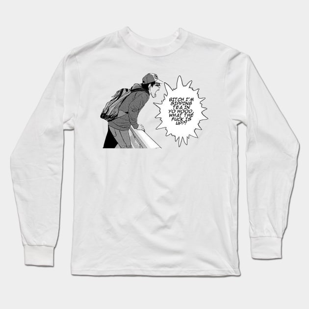 Sipping Tea Long Sleeve T-Shirt by rhysendicott